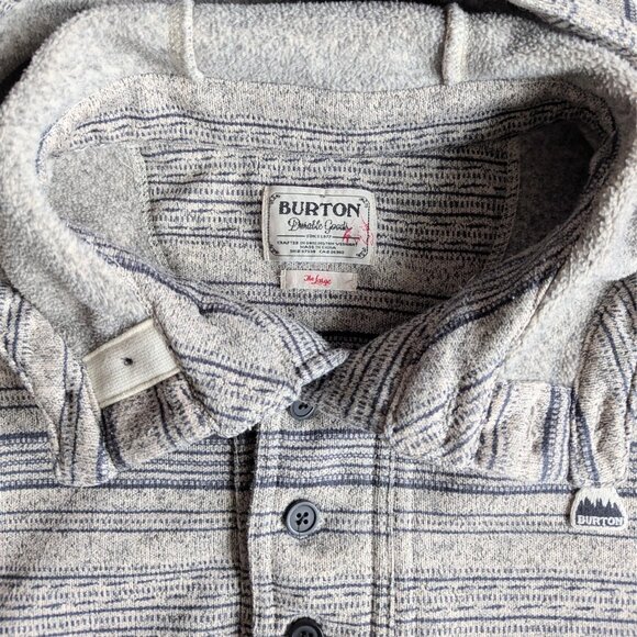BURTON Hoodie Men's L Gray Pullover Kangaroo Pocket Snowboard - Picture 3 of 8
